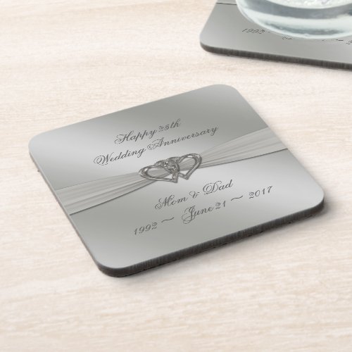 Classic Silver 25th Wedding Anniversary Coasters