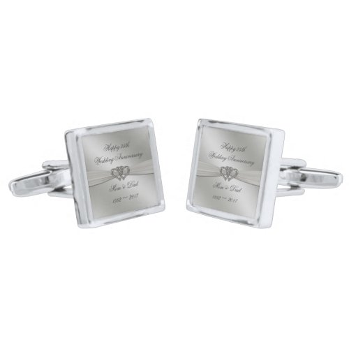 Classic Silver 25th Wedding Anniversary Cufflinks