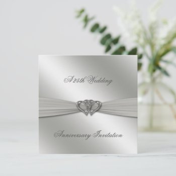 Classic Silver 25th Wedding Anniversary Invite by Digitalbcon at Zazzle