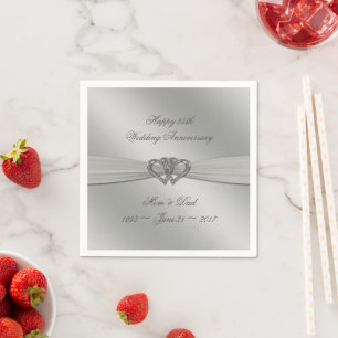 Classic Silver 25th Wedding Anniversary Napkins