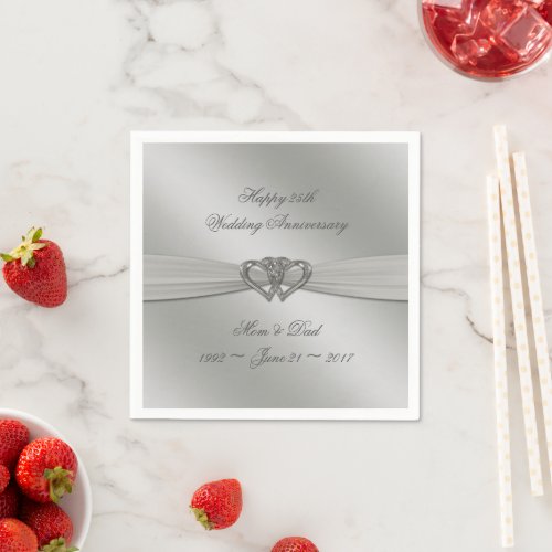 Classic Silver 25th Wedding Anniversary Napkins