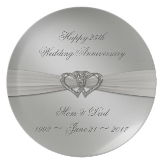 Classic Silver 25th Wedding Anniversary Plate | Zazzle.com