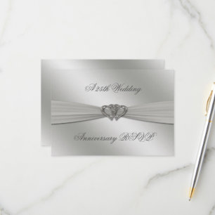 Classic Silver 25th Wedding Anniversary RSVP Card