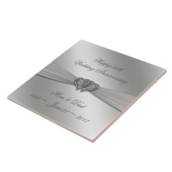 Classic Silver 25th Wedding Anniversary Tile by Digitalbcon at Zazzle