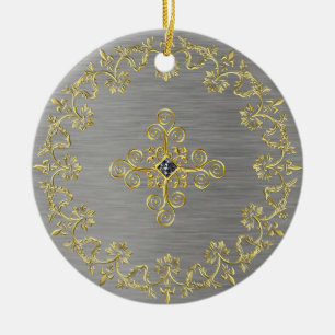 Classic Silver and Gold Ceramic Ornament
