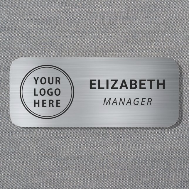 Classic Silver Business Logo Name Tag (Creator Uploaded)