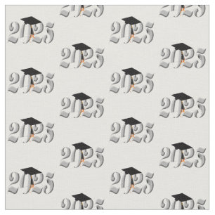 Classic Silver Class of 2025 Graduation Fabric