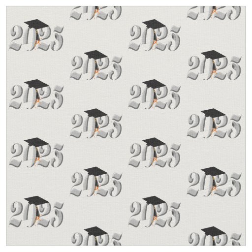 Classic Silver Class of 2025 Graduation Fabric