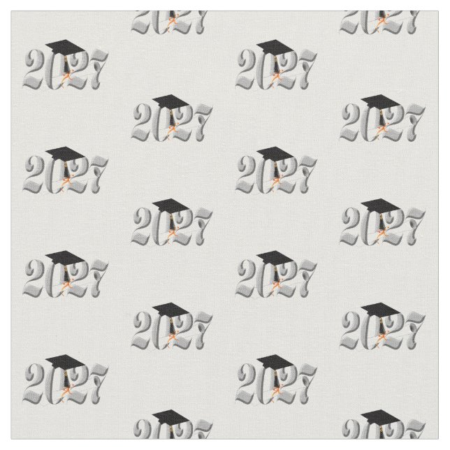 Classic Silver Class of 2027 Graduation Fabric (Close Up)