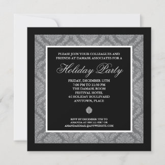 Classic Silver Damask Corporate Holiday Party Invitation