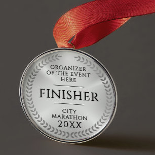 Classic Silver Finish Monochrome Sport Race Medal Metal Ornament