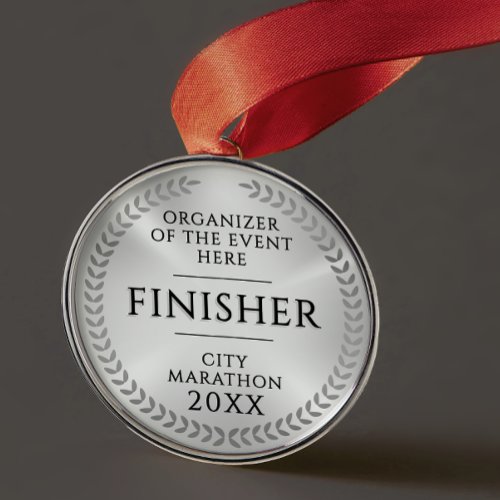 Classic Silver Finish Monochrome Sport Race Medal Metal Ornament