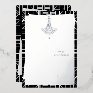 Classic SILVER Gatsby Flapper Bridal Shower Foil Invitation