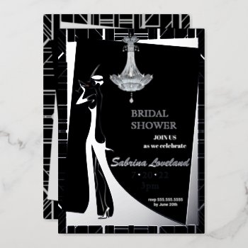 Classic Silver Gatsby Flapper Bridal Shower Foil Invitation by Wedding_Trends at Zazzle
