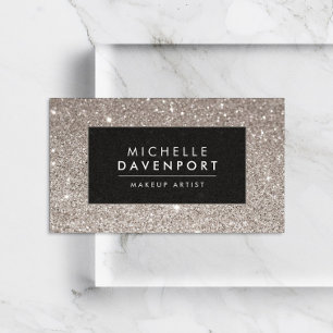 Classic Silver Glitter Makeup Artist Business Card