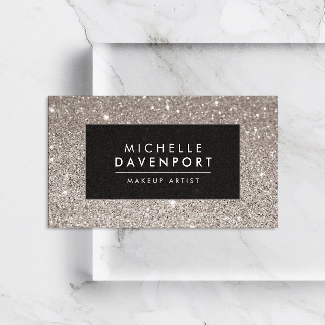 Classic Silver Glitter Makeup Artist Business Card (Creator Uploaded)