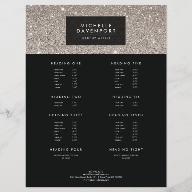 Classic Silver Glitter Makeup Artist Flyer (Front)