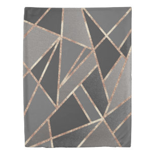 Classic Silver Gray Charcoal Rose Gold Geo #1 Duvet Cover