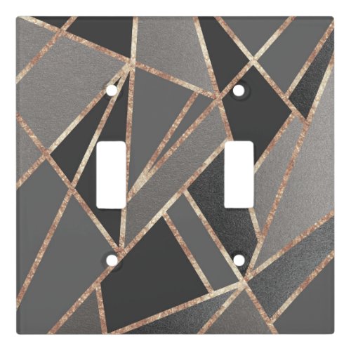 Classic Silver Gray Charcoal Rose Gold Geo 1 Light Switch Cover