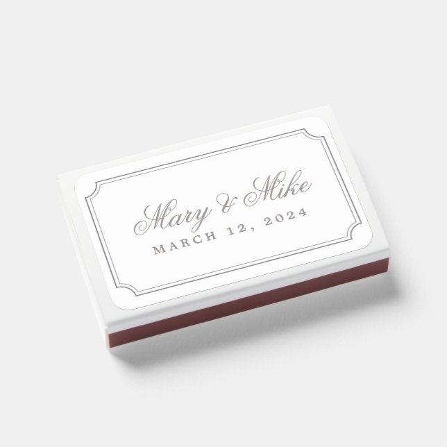 Classic Silver Gray Wedding Favor Matches (Front Closed)