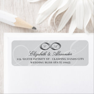 Classic Silver Infinity Hand Clasp Wedding Address Label
