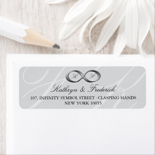 Classic Silver Infinity Hand Clasp Wedding Address Label