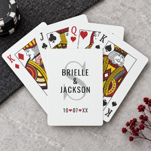 Classic Silver Monogram Wedding Custom Poker Cards