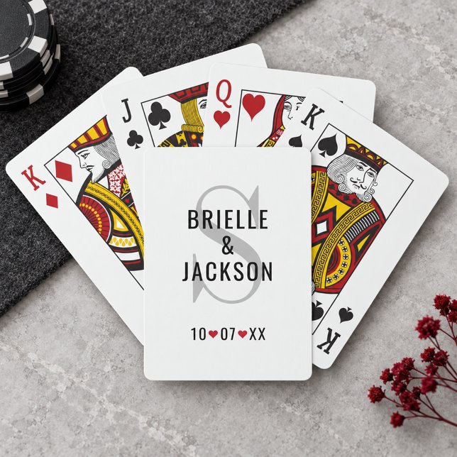 Classic Silver Monogram Wedding Custom Poker Cards (Creator Uploaded)