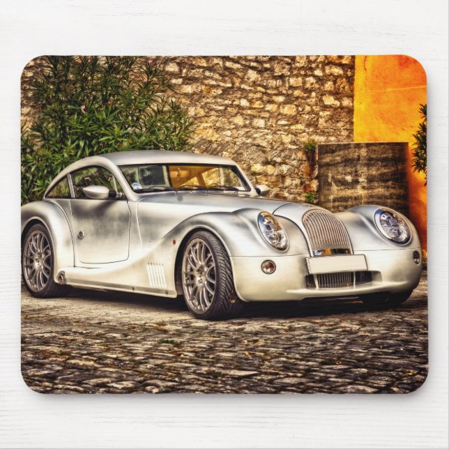 Classic Silver Sports Car Mouse Pad (Front)