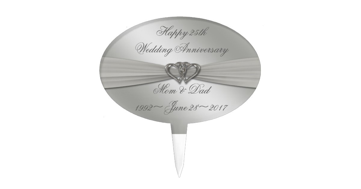 Classic Silver Wedding Anniversary Cake Topper Zazzle Com