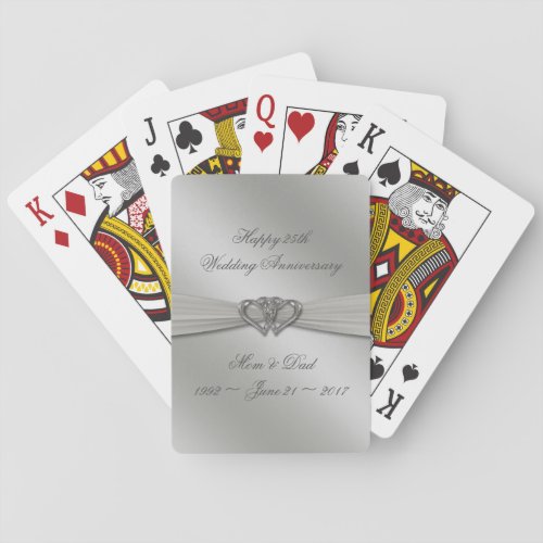 Classic Silver Wedding Anniversary Poker Cards