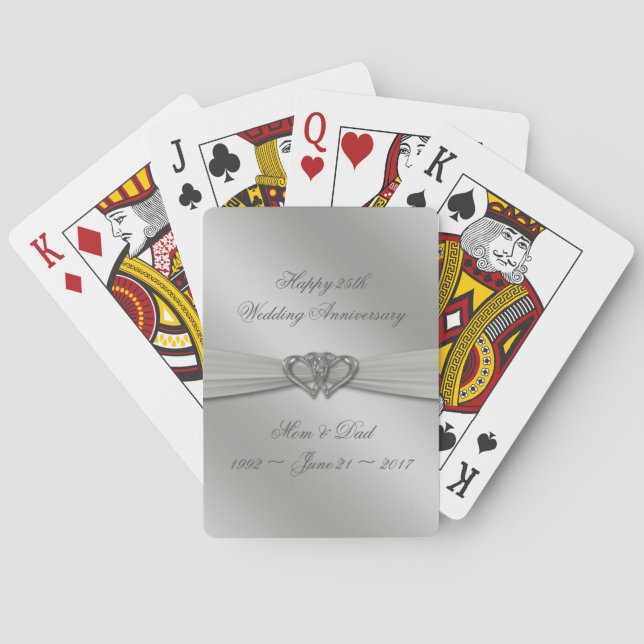 Classic Silver Wedding Anniversary Poker Cards (Back)
