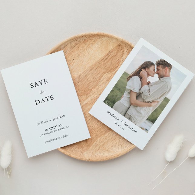 Classic Simple 1 Photo Wedding Save the Date Invitation (Creator Uploaded)
