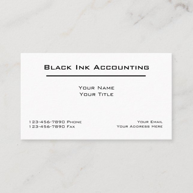 Classic Simple Accountant Business Cards (Front)