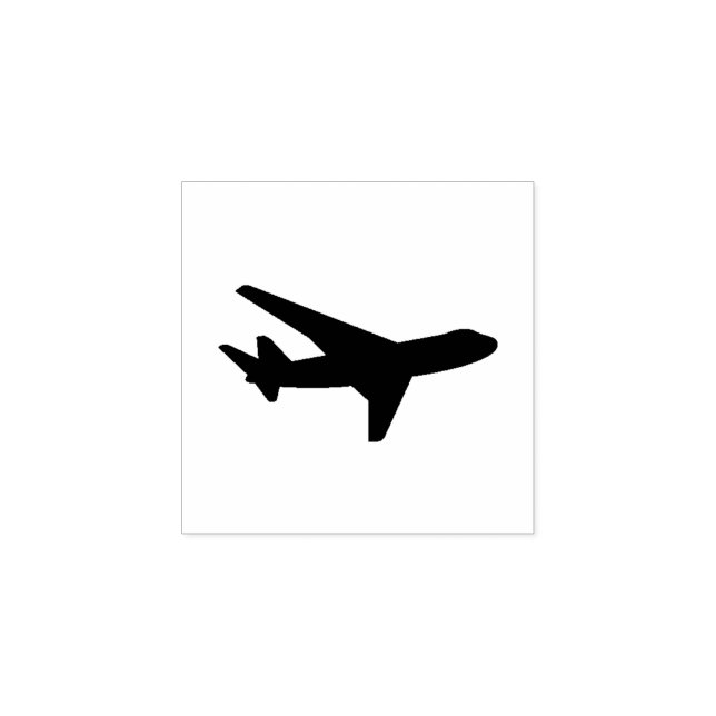 Classic Simple Airplane Silhouette Outline Rubber Stamp (Imprint)