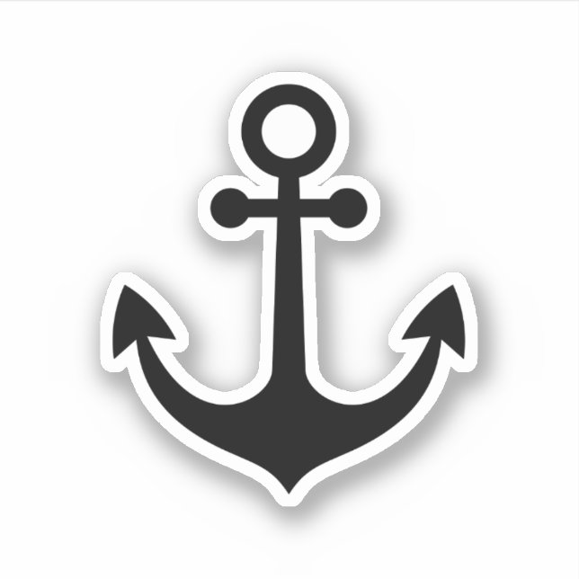 Classic Simple Black Anchor outline silhouette Sticker (Front)