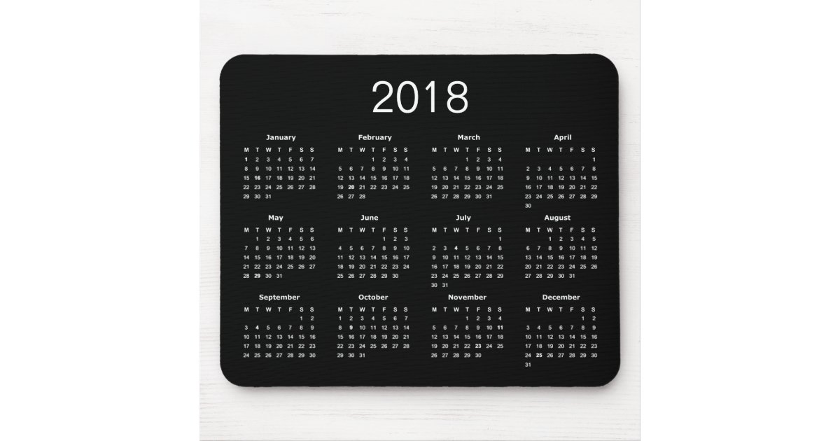 Classic Simple Black And White 18 Calendar Mouse Pad Zazzle