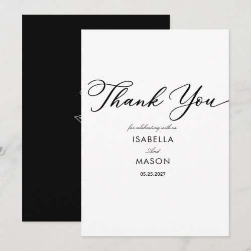 Classic simple black and white thank you card