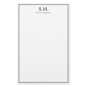 Classic Simple Black Monogram Name Minimalist Chic Stationery