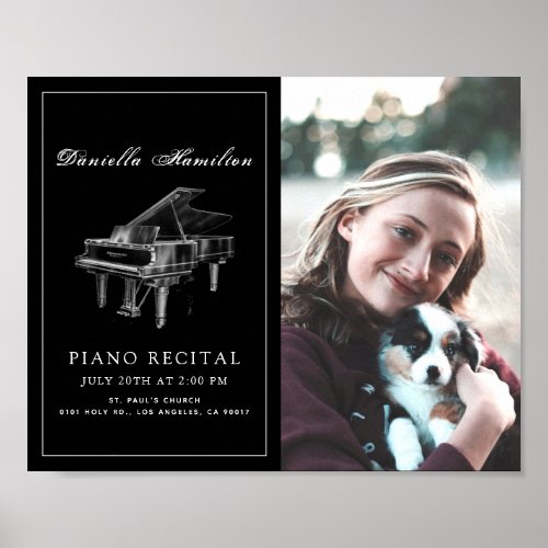 Classic Simple Black Piano Recital Photo Poster