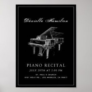 Classic Simple Black Piano Recital Poster
