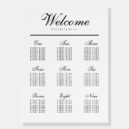 Classic Simple Black & White Wedding Seating Chart Foam Board