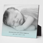 Classic Simple Blue Gradient New Baby Photo Easel Plaque at Zazzle