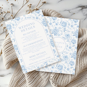 Classic Simple Blue Porcelain Wedding Details Card