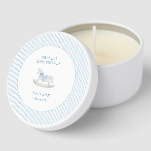 Classic Simple Blue Rocking Horse Boy Baby Shower Mini Candle Favors