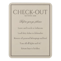 Classic Simple Brown Guest Check Out Sign