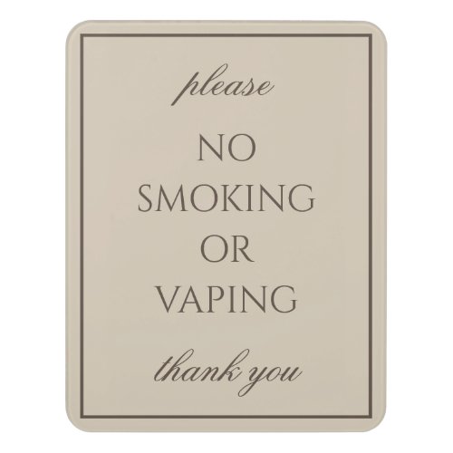 Classic Simple Brown No Smoking Sign