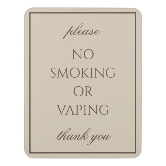 Classic Simple Brown No Smoking Sign (Contemporary Vert)