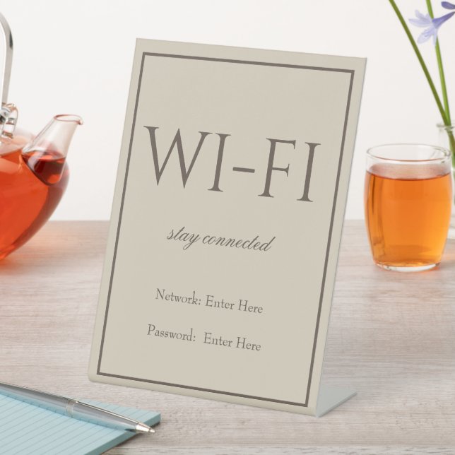 Classic Simple Brown Wi-Fi Guest Pedestal Sign (In SItu)