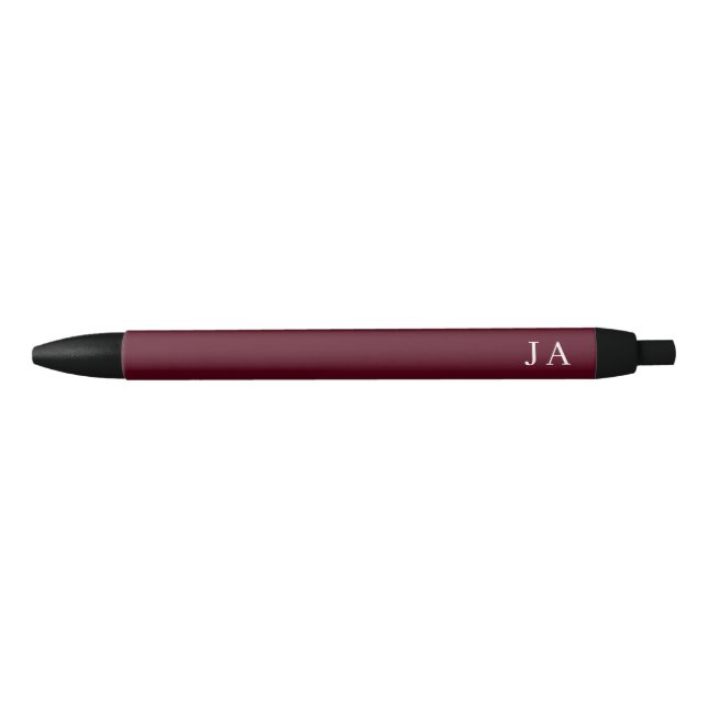 Classic Simple Burgundy Monogram Stationery Pen (Front)